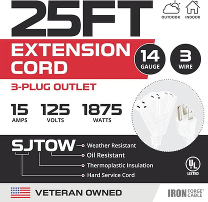 Iron Forge Cable 25ft White Outdoor Extension Cord - Image 2