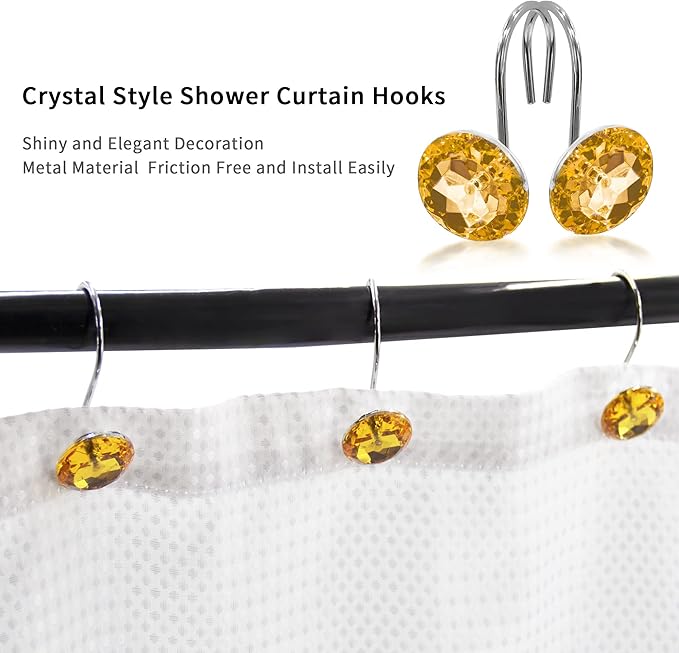 MitoVilla Yellow Shower Curtain Hooks Rings, Shower Rings - Image 3