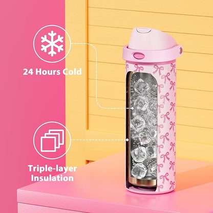 24 oz Insulated Water Bottle for Women: Meoky Stainless Steel Metal Water Bottle - Image 3