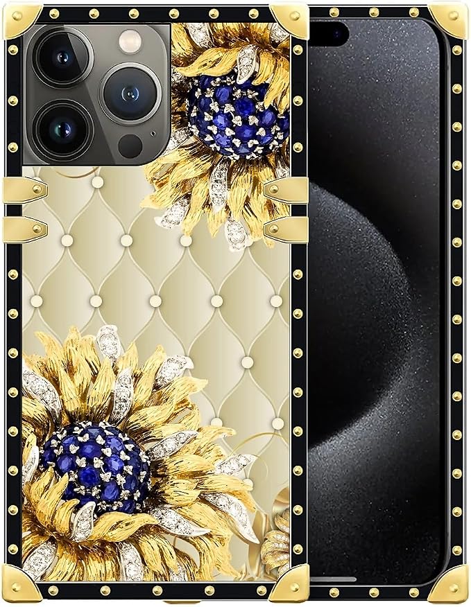 Compatible with iPhone 16 Pro Max Case, Sunflower Diamonds Leather Luxury by Unknown