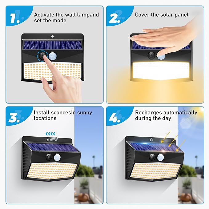 Peasur 16 Packs Solar Outdoor Lights Motion Sensor Solar Security Light - Image 5