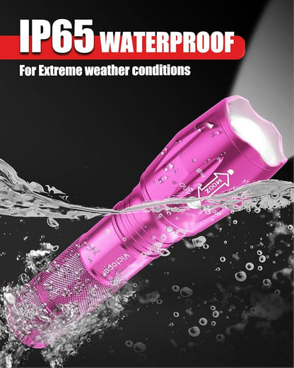 Victoper LED Flashlight 2 Pack Pink, Bright High Lumens Tactical Flashlights - Image 5