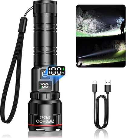 RECHOO Rechargeable Flashlights 1 Pack, Super Bright High Lumens LED Flashlight by RECHOO