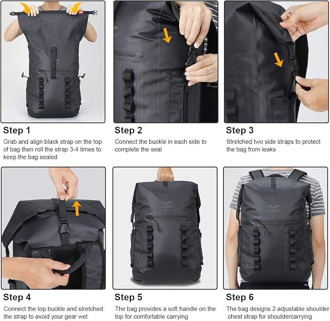 MIER Dry Bag Waterproof Backpack 30L Dry Sack Heavy Duty Roll-Top Closure - Image 7
