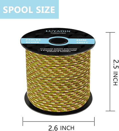 Paracord 240lb - Diameter 2mm Micro Utility Cord -3 Strand Parachute Spool Cord - Image 2