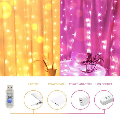 suddus Color Changing Curtain Lights, 200 Led 6.5ft x 6.5ft Hanging String - Image 5