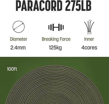 2.4mm Paracord 275LBS 100FT Rope Cord - Image 2