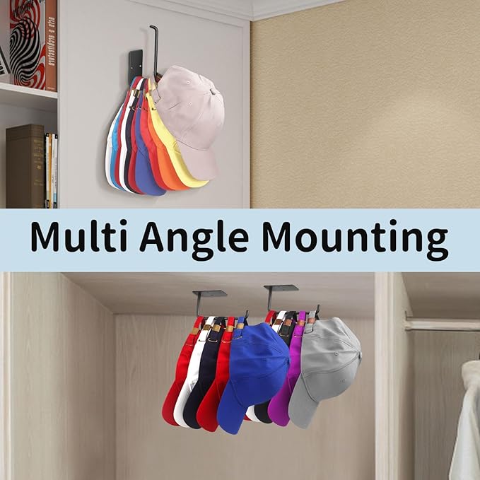 Hat Racks for Baseball Caps 4 Pack, Stainless Steel Adhesive Hat Hanger Hooks - Image 3