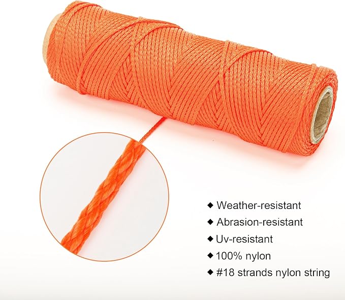 KINGLAKE Orange Mason Line, Nylon Twine, #18 Braided Durable Nylon Twine - Image 2