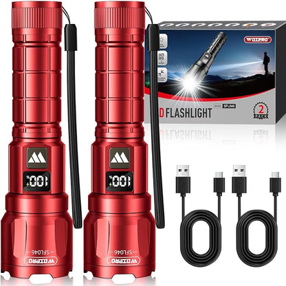 WdtPro LED Rechargeable Flashlight 2 Pack, Super Bright Zoomable 6000 Lumens - Image 8