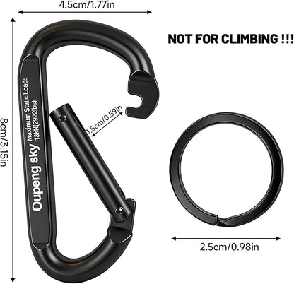 Carabiner Clip - Heavy Duty Carabiners 800lbs-13KN Carabeaner D Ring Shape - Image 2