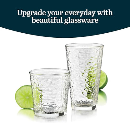 Libbey Yucatan Tumbler and Rock Drinking Glasses Set, Textured 16 Piece - Image 2