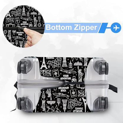 ANNA QUEEN Travel Seamless Pattern Luggage Cover -Stretchable Airplane Suitcase - Image 5