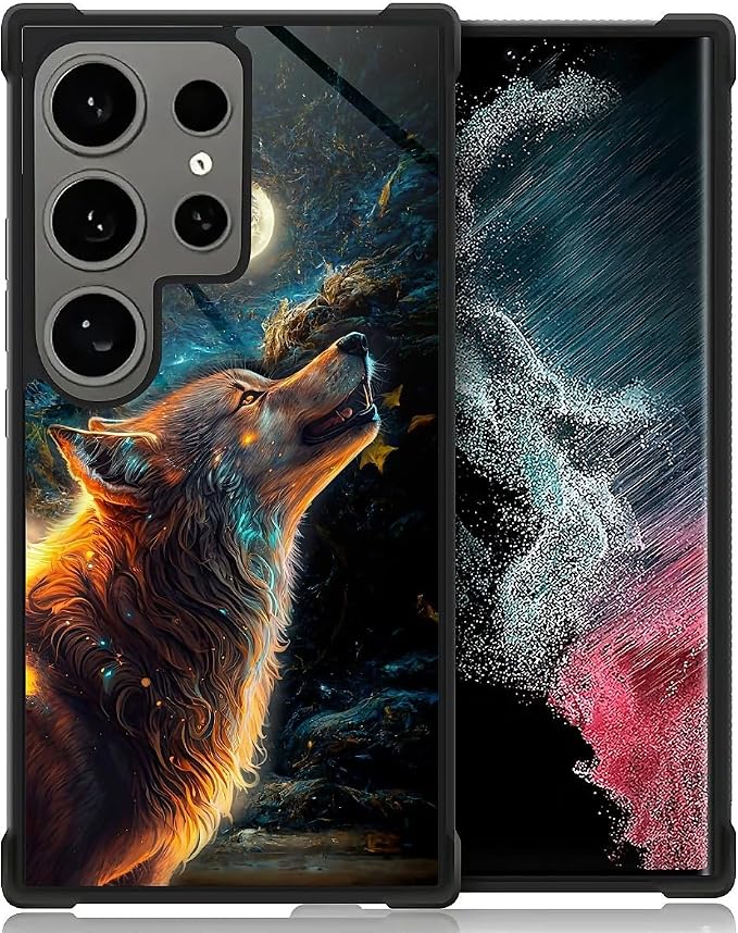 for Samsung Galaxy S24 Ultra Case, Star Cave Hungry Wolf Pattern Graphic Design by FKBRCL4U