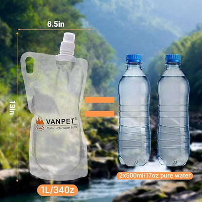 VANPET 1L Hiking Collapsible Water Bottles, 33OZ BPA-Free Plastic Flasks - Image 4