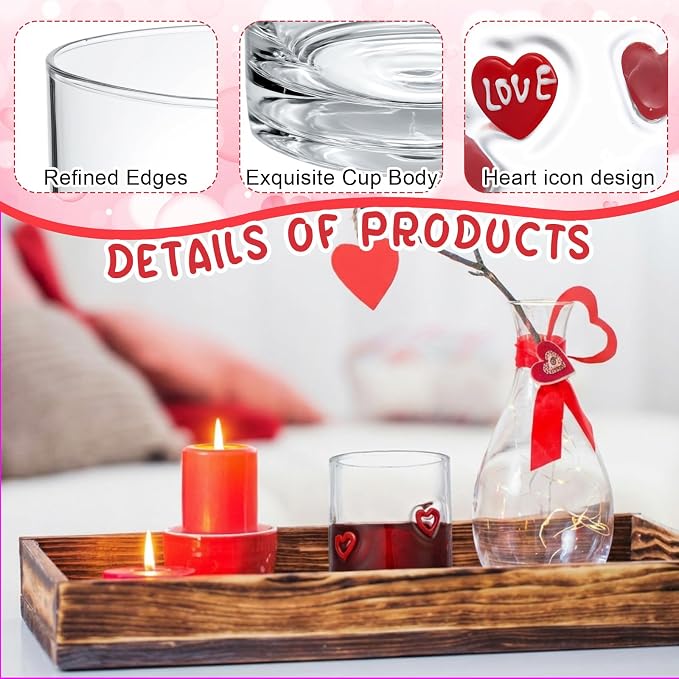 Skylety 8 Pcs Valentines Day Icons Juice Glasses Heart Love Drinking Cups Old - Image 3