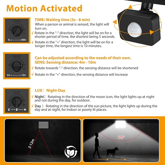 YANYCN 2 Pack 300W LED Motion Sensor Flood Light, LED Work Light - Image 4