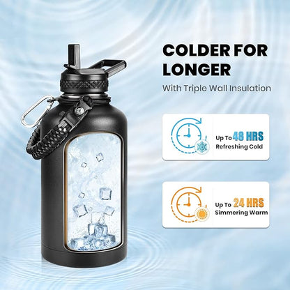 RAYMYLO Insulated Water Bottle 64 oz, Triple Wall Vacuum Stainless Steel - Image 2