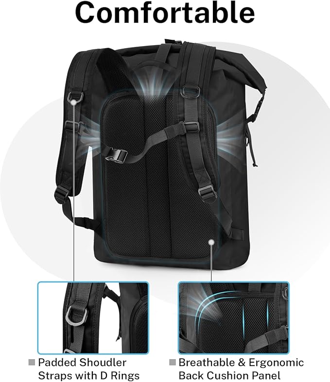 Gonex Ultralight Waterproof TPU Backpack, 35L Roll Top Dry Bag - Image 4