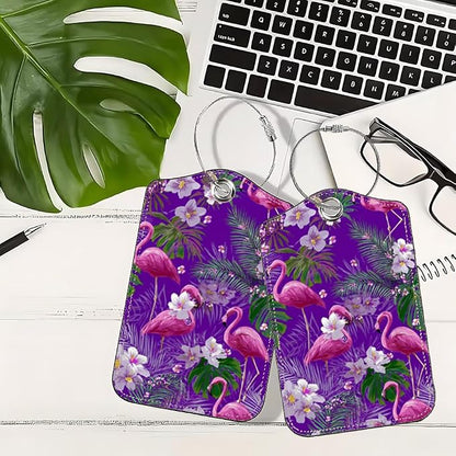 2 Pack Flamingo Luggage Tag 2.83 x 4.53 inch Tropical Pink Bird Purple - Image 5