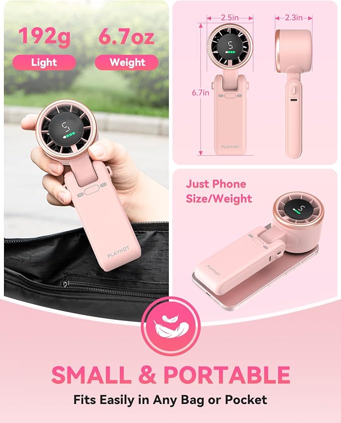 PlayHot Portable Handheld Turbo Fan, 5-Speed Personal Fans, 5000mAh - Image 6