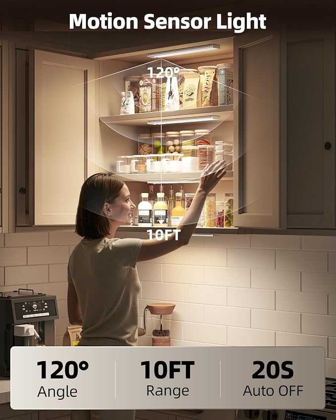 6Pack 12inch Under Cabinet Lighting, Rechargeable Motion Sensor Light Wireless - Image 4