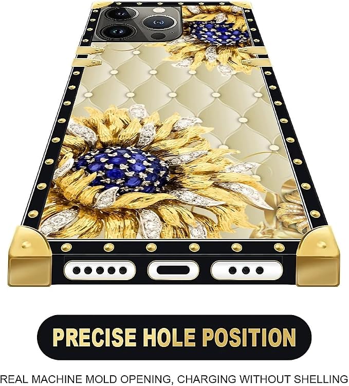 Compatible with iPhone 13 Pro Max Case, Sunflower Diamonds Leather Luxury - Image 5