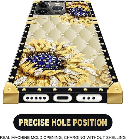 Compatible with iPhone 13 Pro Max Case, Sunflower Diamonds Leather Luxury - Image 5