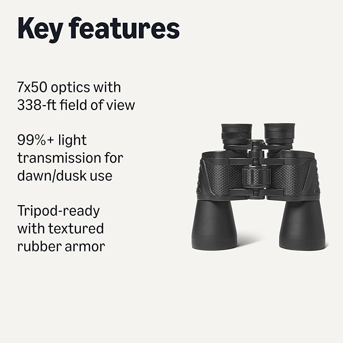 Amazon Basics 7x50 High Power Binoculars, Wide Field of View, FMC Optics - Image 2