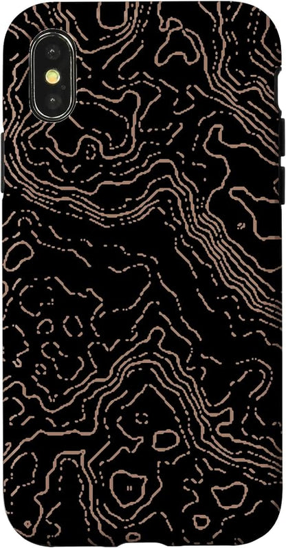 Topography Black & Brown Abstract Pattern Topographic Map Case by Unknown