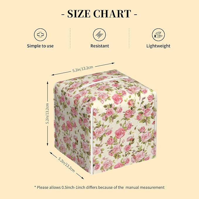 Tissue Box Cover Square, Watercolor Pink Roses Tissue Box Holder Waterproof - Image 2