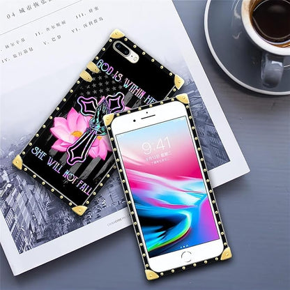 Compatible with iPhone 8 Plus 7 Plus Case, Praying Cross Hands Luxury Golden - Image 6