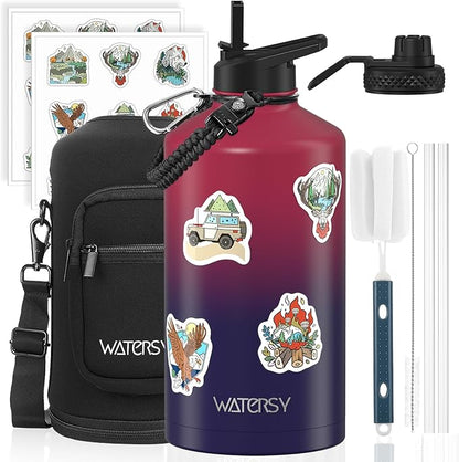 1 Gallon Water Bottle Insulated, BPA Free&Leak Proof, 128oz Stainless Steel by Watersy