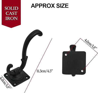 Mystic Colonial Medieval Wall Hooks Hand-Forged Black Coated | Rustic - Image 2