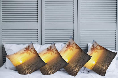 Ambesonne Beach Decorative Throw Pillow Case Pack of 4, Palm Trees in Tropical - Image 2