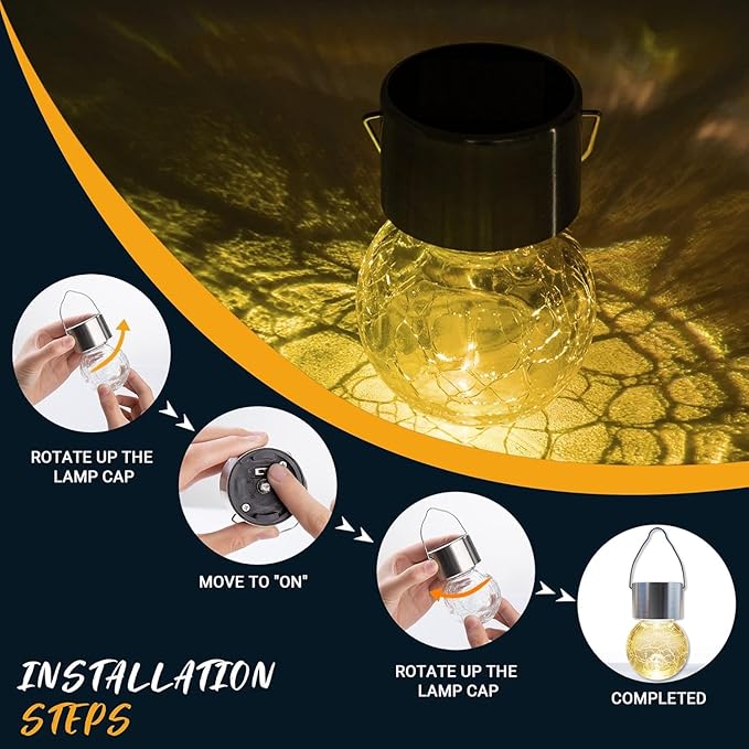 GIGALUMI Solar Lights Outdoor Waterproof, 8 Pack Solar Hanging Lights Garden - Image 5
