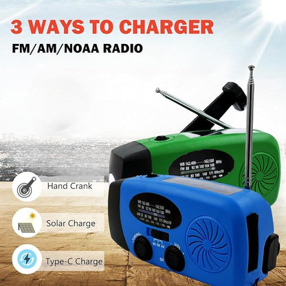 2000mAh Weather Emergency Radio, Portable Solar AM/FM/NOAA Hand Crank Radio - Image 7
