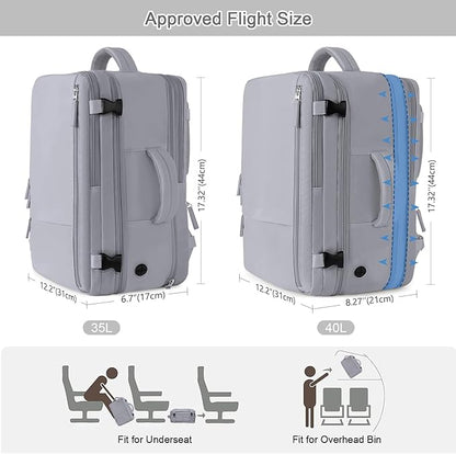 Sinaliy Travel Backpack for Women & Men, 40L Carry-On, 17-Inch Laptop, - Image 2