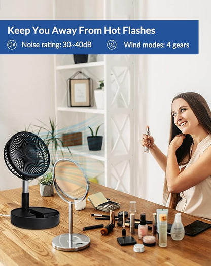 Primevolve Battery Operated Fan, Portable Rechargeable USB Floor Table Desk Fan - Image 4