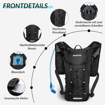 GRIO Hydration Running Vest for Women Men, Water Backpack for Hiking, - Image 4