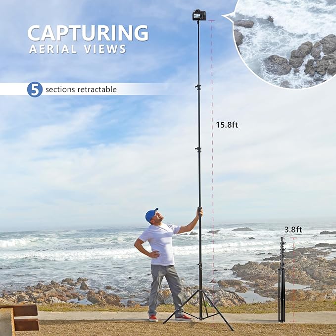 【16' Heavy Duty】 RAUBAY Extreme Tall Video Camera Sports Tripod Stand - Image 2