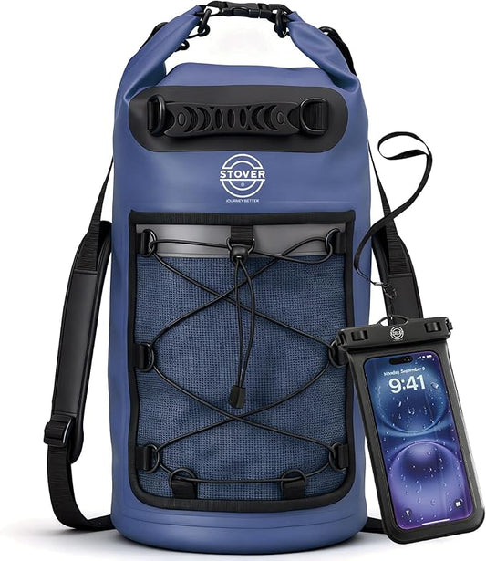 STOVER 5/10/25/30/40/55L Waterproof Dry Bag- Roll-Top Backpack w/Phone Case- by STOVER