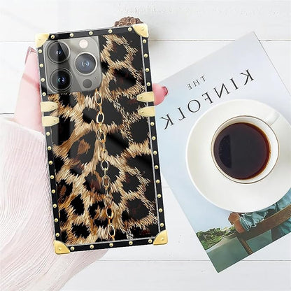 Compatible with iPhone 15 Pro Max Case, Seamless Gold Chain Leopard Luxury - Image 7