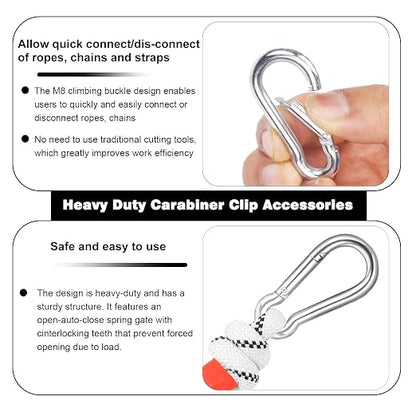 100 PCS 3'' Spring Snap Hook Carabiner, M8 5/16 Inch Galvanized Silver Steel - Image 3
