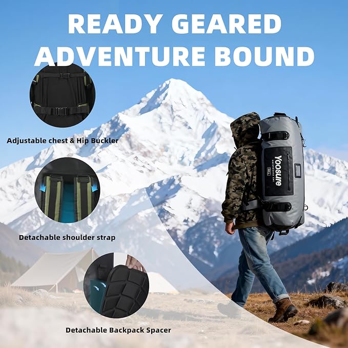 80L Waterproof Duffel Bag Motorcycle Dry Bag Backpack, Waterproof Zippered Bags - Image 3