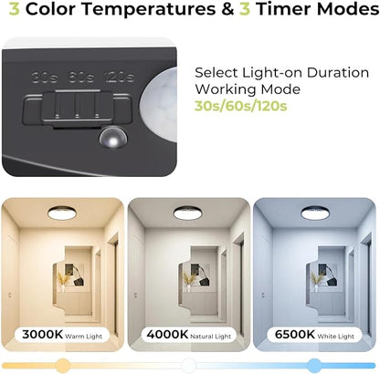 hepside 2 Pack Motion Sensor Ceiling Light Wired, 3000K/4000K/6500K LED Flush - Image 2