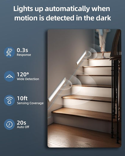 17" Under Cabinet Lights, Motion Sensor Light, Wireless Closet Lights, 4000mAh - Image 3