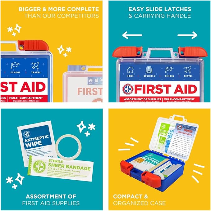 Be Smart Get Prepared 110 pc First Aid Kit: Clean, Protect Minor Cuts, Camping - Image 7