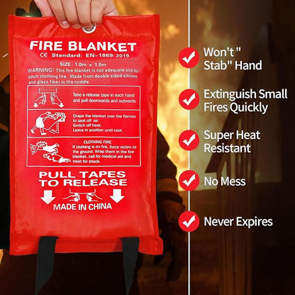 2 Pack Fire Blankets Emergency for Home, 40” x 40” Silicone-Coated Fiberglass - Image 4