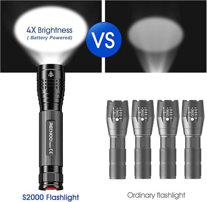 RECHOO S2000 LED Flashlight High Lumens, Super Bright, Mid-Size Tactical - Image 2